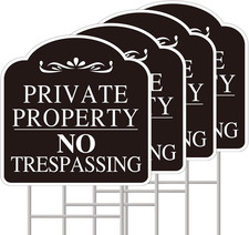 No Trespassing Signs Private Property, Large 4-Pack private property no