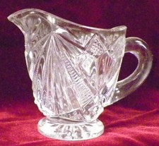 Rex Fancy Cut Toy Creamer Co-Operative Flint Glass Co. Clear Glass EAPG As Is