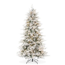 OPEN BOX - 6.5FT Snow Flocked Pre-Lit Slim Aspen Fir Realistic Artificial