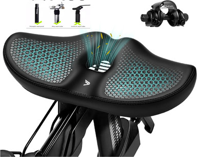 Extra Wide Noseless Bike seat Cushion for Men Women Memory Foam Filling Large...