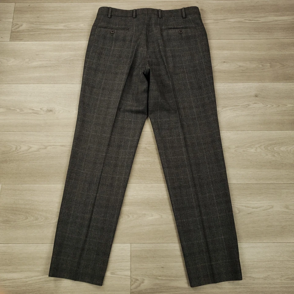 Мужские фланелевые брюки Zanella 34 X 31,75 Glen в клетку шерсть плоские передние брюки - Изображение 4 из 4