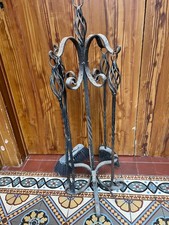 ALTES KAMINBESTECK SCHMIEDEEISEN 5 TEILIG KAMINZUBEHÖR KAMIN GARNITUR OFEN ANTIK