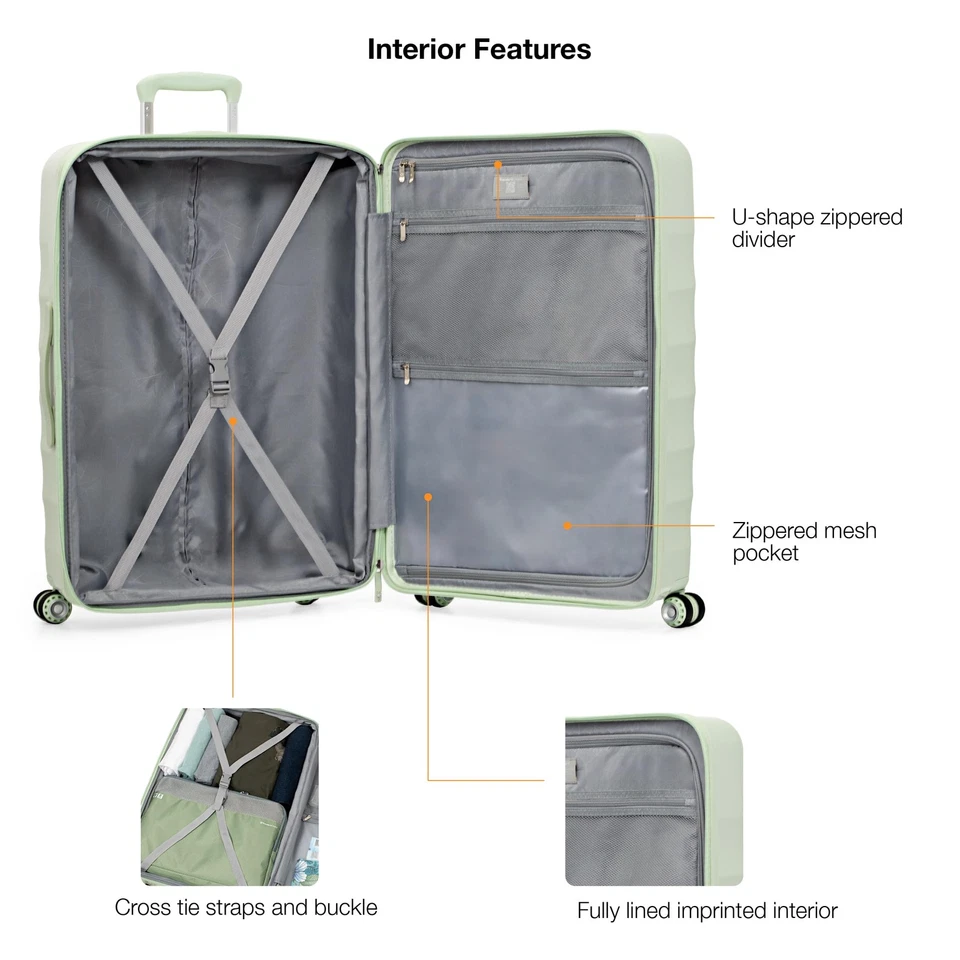 Elm Expandable Spinner Luggage Set, Glossy Mint, 29" Checked - Image 4 of 4