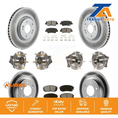 Front Rear Hub Bearing Coated Disc Brake Rotor Pad Kit (10Pc) For Hyundai Sonata