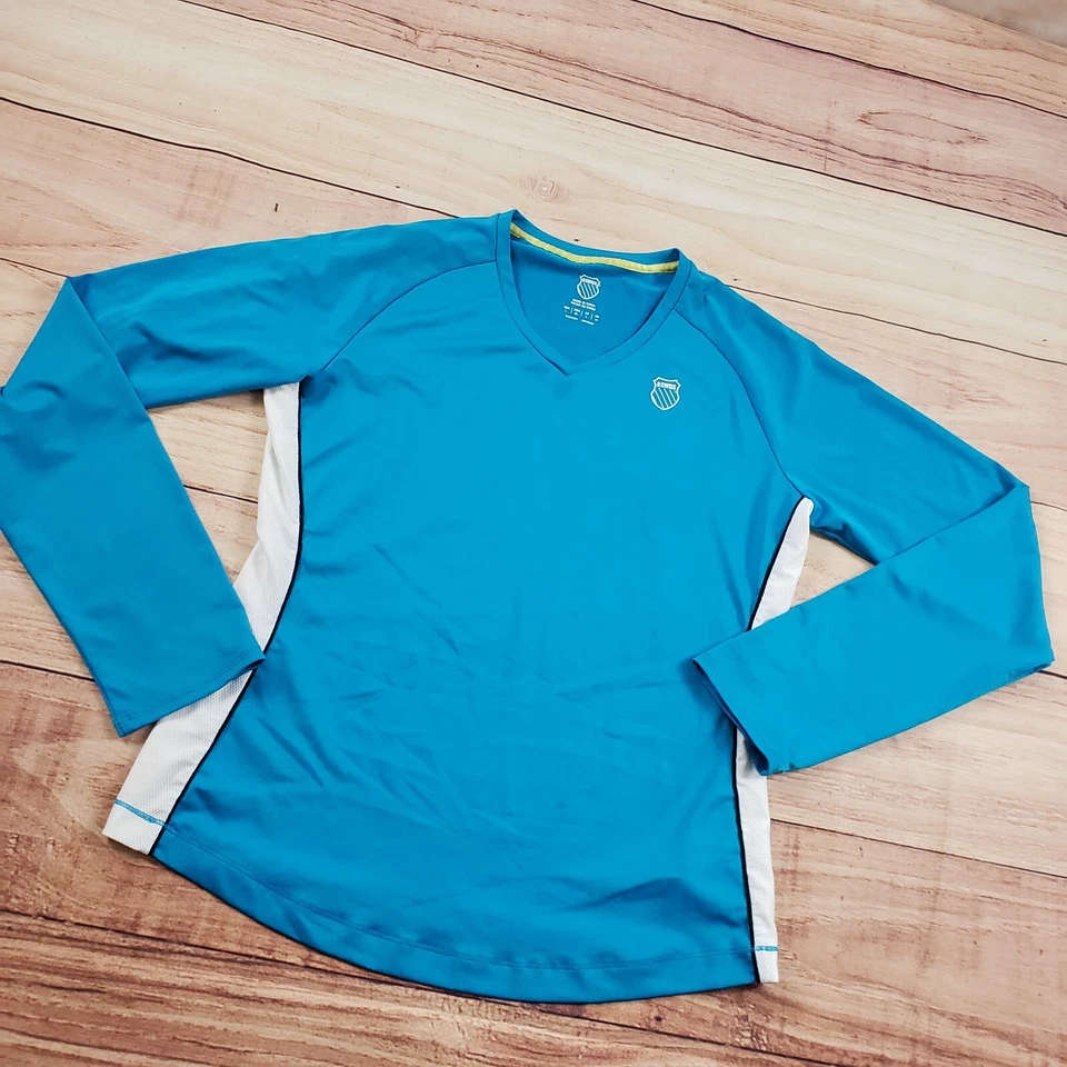 Camisa K Swiss Mujer Grande Azul Blanco Exterior Ligera Correr Activa Damas Foto 2 de 4