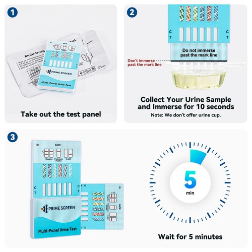 Prime Screen 5 × 12 in 1 Drug Test Kits Urine Test Panel Home Use - Picture 2 of 6