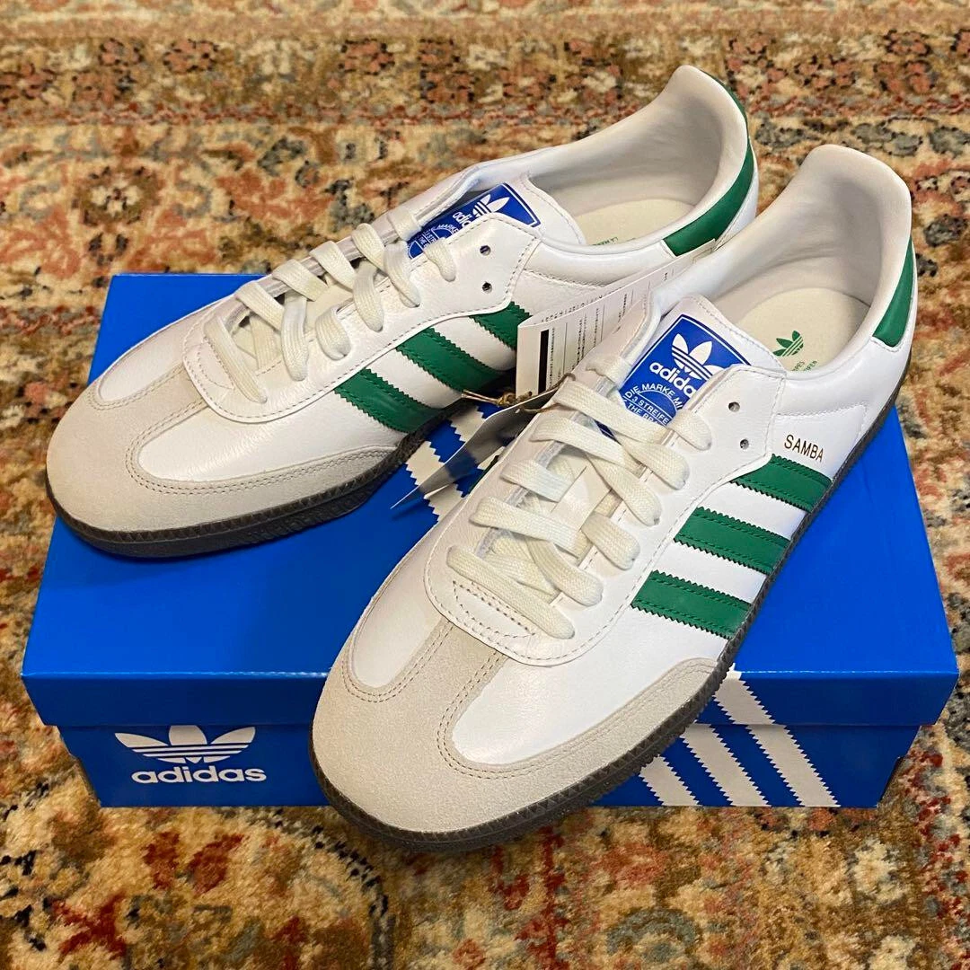 Adidas samba og white green top
