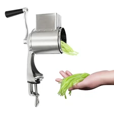 Manual Rotary Cheese Grater Vegetable Slicer Nut Grinder W/ 5 Blades