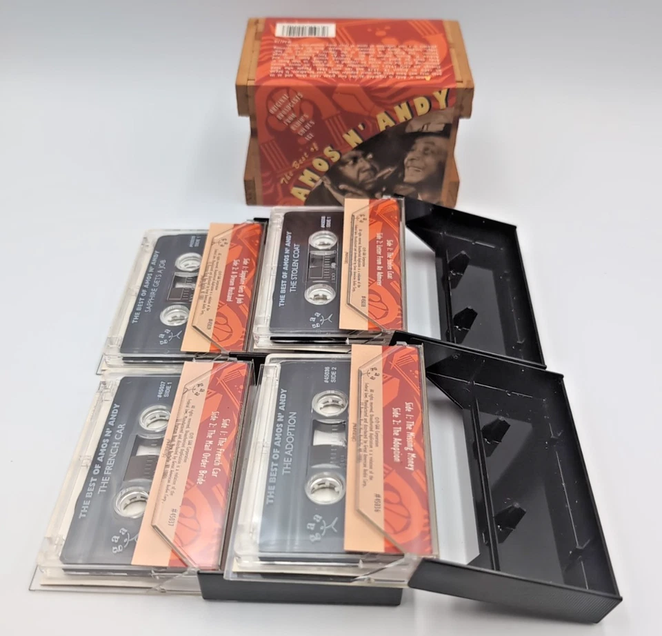Vintage The Best Of Amos N Andy 4 Cassette Tape Collection in Wood Crate - VG! Foto 3 de 4