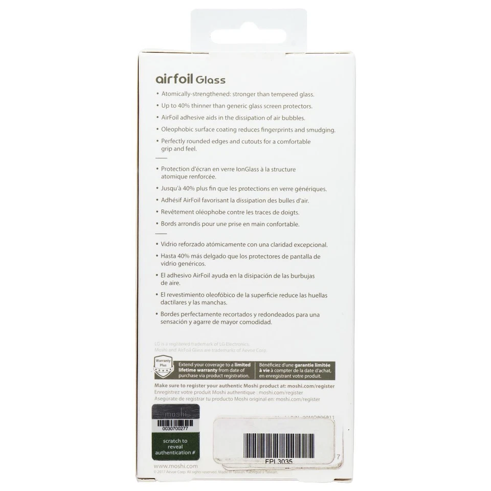 Protector de pantalla ultra duradero Moshi IonGlass para LG V30 Foto 2 de 2