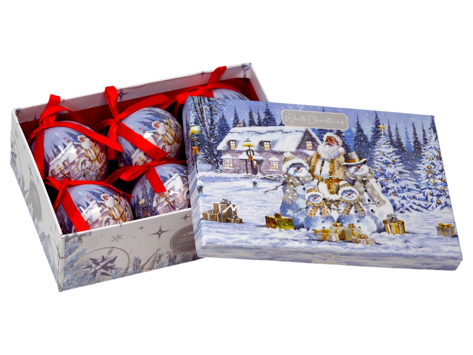 Santa Snowman Christmas Baubles Tree Ornaments - In Gift Box - Pack of 6