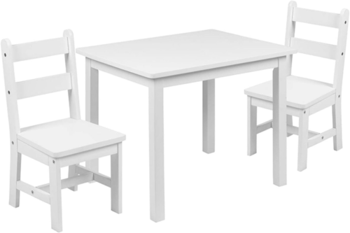Flash Furniture Kyndl Kids Solid Hardwood Table and Chair 3-Piece Set, White