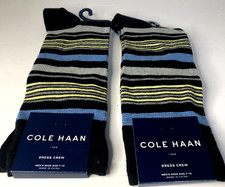 Cole Haan Dress Crew Socks New Stretch Mens Shoe Size 7-12 Multi Navy 2 Pairs 