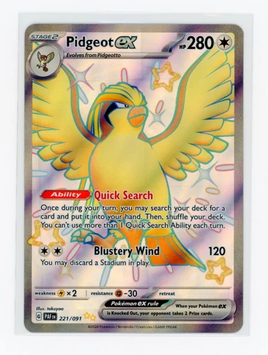 Pokémon TCG Paldean Fates Shiny Ultra Rare Pidgeot EX 221/091