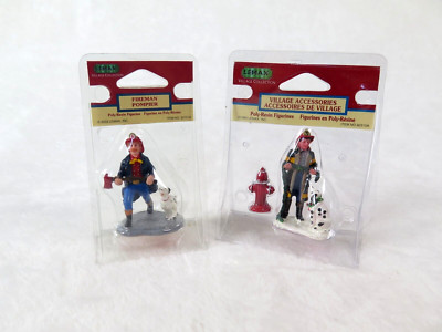 Vintage Lemax Firemen Figures 1999 and 2003 Village Collection 2 New In Package