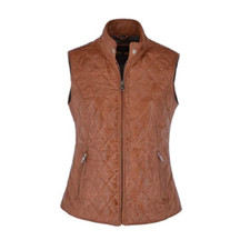  New Brampton London Leather Gilet In Cognac - Size M #c2325