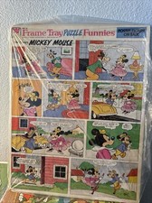 1958 FRAME TRAY PUZZLE FUNNIES Walt Disney Comic WHITMAN Mickey Minnie 15.5x11