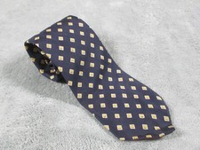 Vintage Brooks Brothers Brooksgate Tie Blue Gold Medallion Silk FLAW