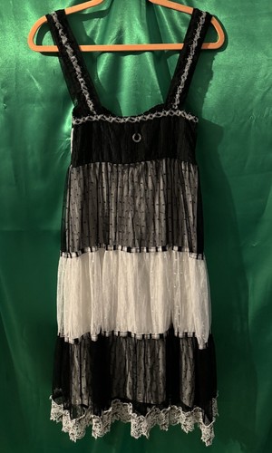 Save The Queen Monochrome Punk Style Babydoll Dress - Size M - Picture 8 of 9