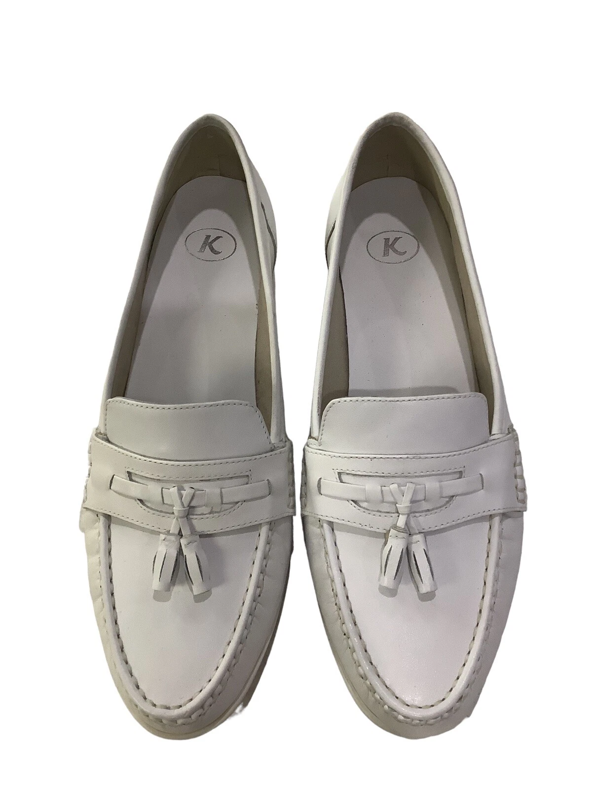 CLARKS Mocassino donna K By Clark’s bianco stile mocassino scarpe basse slip on taglia UK 7 nuovo