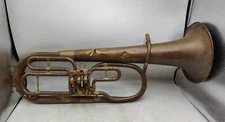 Antique - Ackermann Lesser Dresden German Rotary Tenor Horn (Alto) - Dented!