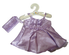 Build A Bear Workshop Lavender Rose Decorated Silky Dress With Matching Purse
