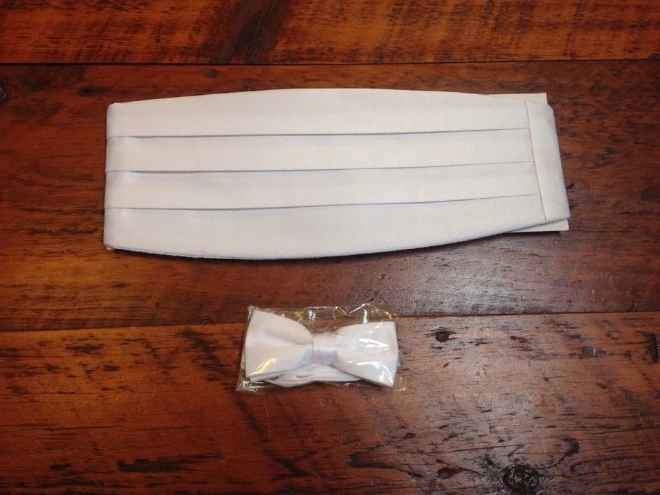 NEW Neil Allyn Formal Prom Cocktail Party Adjustable White Tie Cummerbund Set  — 第 4/4 张图片