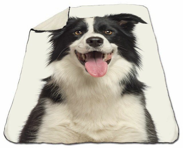Border Collie Dog Blanket Winter 60"x 80" Queen Size NEW Sherpa Fleece