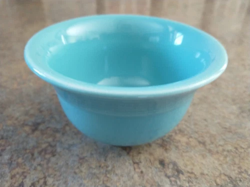 2 FIESTA Bouillon Custard Cup 4" D Turquoise & Persimmon FIESTAWARE HLC