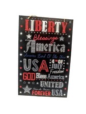 Liberty God Bless America 4th of July Decor Black Sign Patriotic Wall Hanging