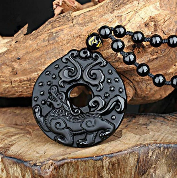 Obsidian dragon pendant sale