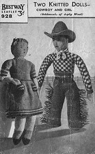  Cowboy & Girlfriend rag doll knitting pattern. Laminated  copy.