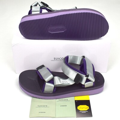 NWT $210 Suicoke JAPAN Mens Depa V2 Web Strap Sandals Silver Purple 10 AUTHENTIC