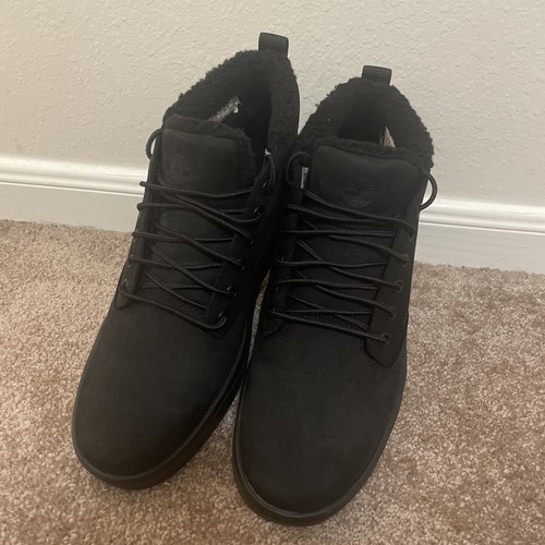 Mens Timberland DAVIS SQUARE Warm Fur Lined Chukka TB0 A2G6R 001 Black Nubuck 10 - Picture 3 of 13