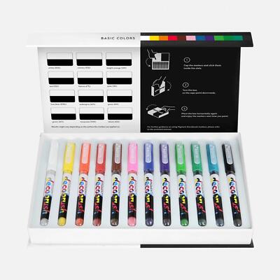 Acryl Marker Set Karin Pigment DecoBrush Basic Permanent Lackstift Pinsel 12tlg