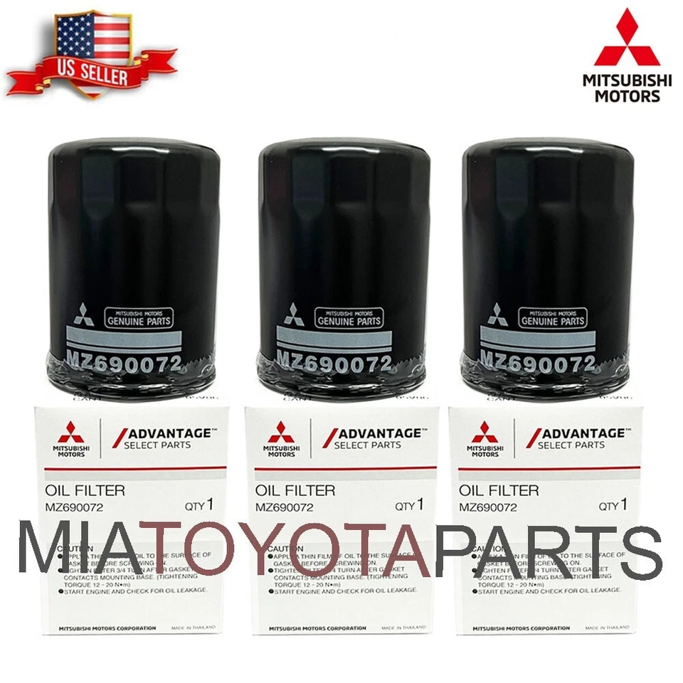 3 Pack Genuine Mitsubishi OEM Engine Oil Filter MZ690072 - Image 3 of 4