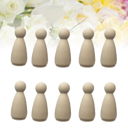 10pcs 45mm DIY Plain Blank Wooden Peg Dolls Bride Figures Wedding Cake Toppers - Picture 1 of 12