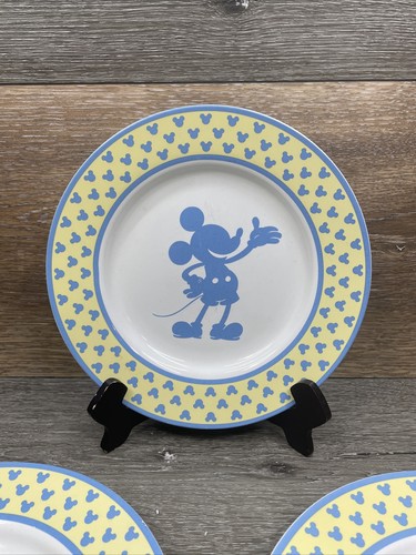Disney Chef Mickey Mouse Silhouette Stoneware Desert Salad Plate 8-1/8”~Set of 3 - Picture 2 of 14