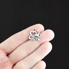 8 Cheerleader Charms Antique Silver Tone Love to Cheer - SC2832