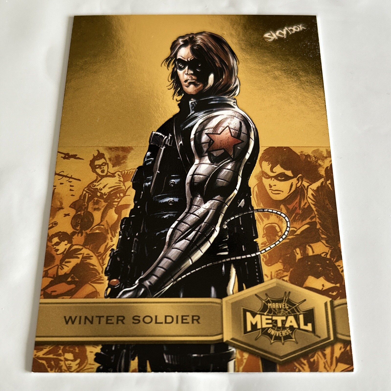 2022 Marvel Metal Spider-Man GOLD Light FX #199 RARE High Series Winter Soldier