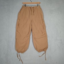 Aeropostale Parachute Cargo Pants Womens XS Brown Tie-Hem Drawstring Waist Baggy
