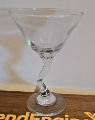 MCM Libbey Z Zig Zag Crooked Stem Martini Glasses Set of 4 6.5 in