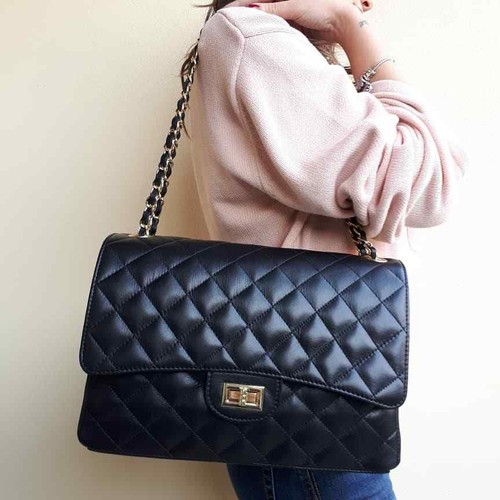 borsa donna in vera pelle modello CHANELLATO XL a spalla con catena | eBay
