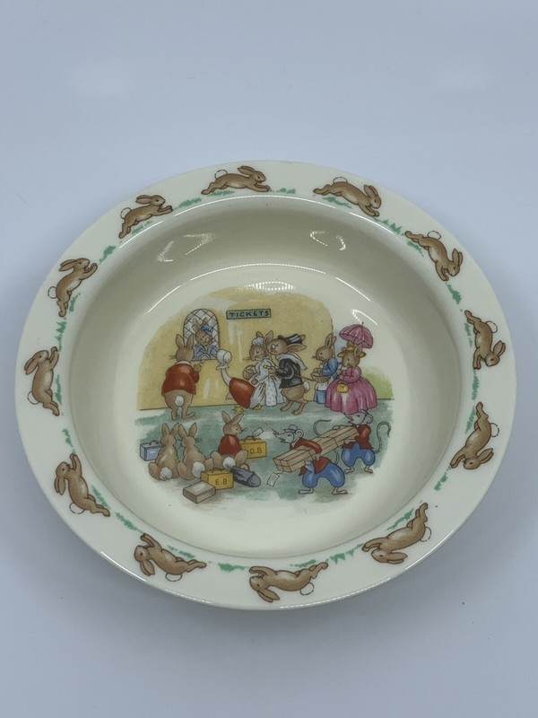 Royal Doulton Bunnykins 1936 Tickets Theme Bowl