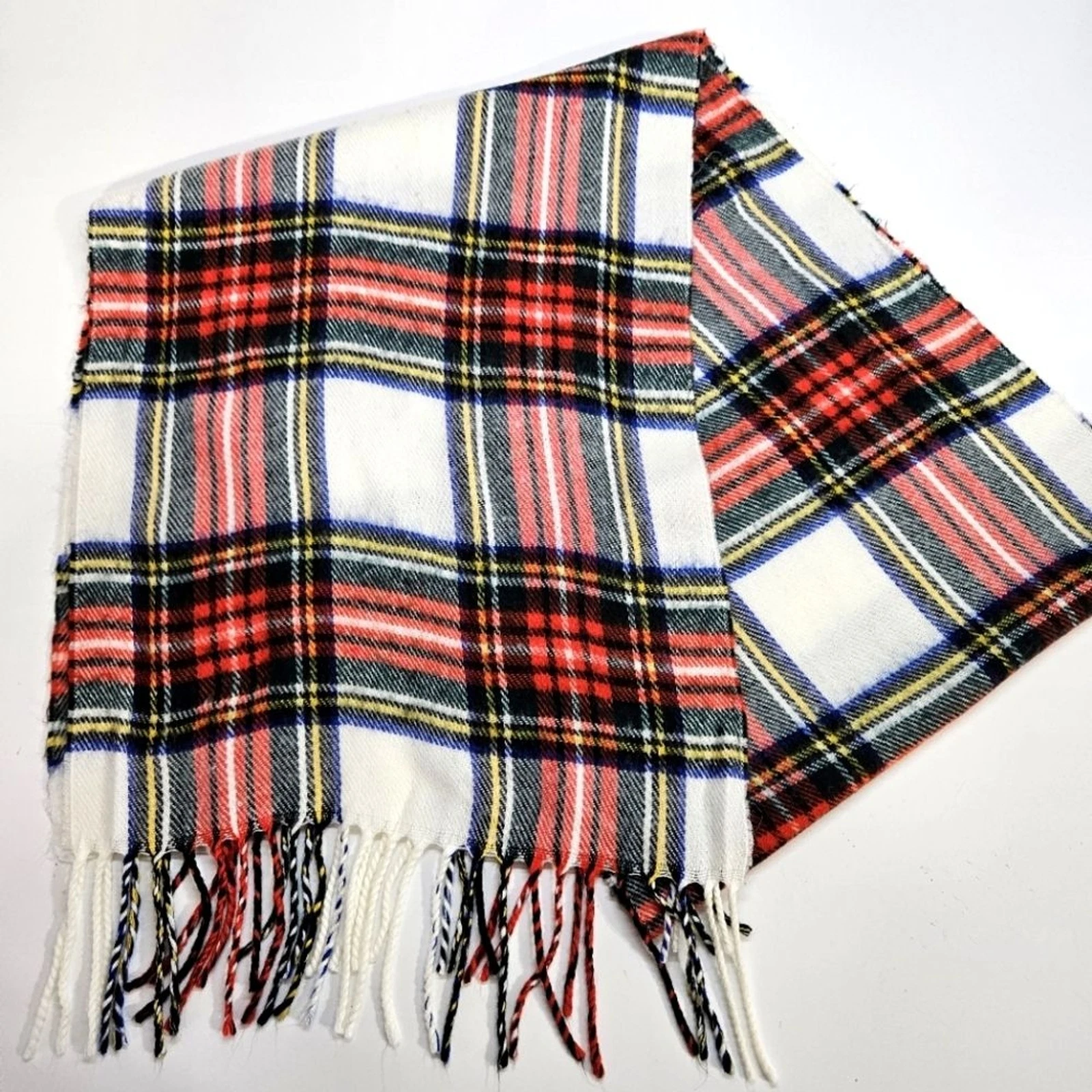 Foulard à carreaux blanc et rouge Christian Dior Cashmaire VINTAGE unisexe