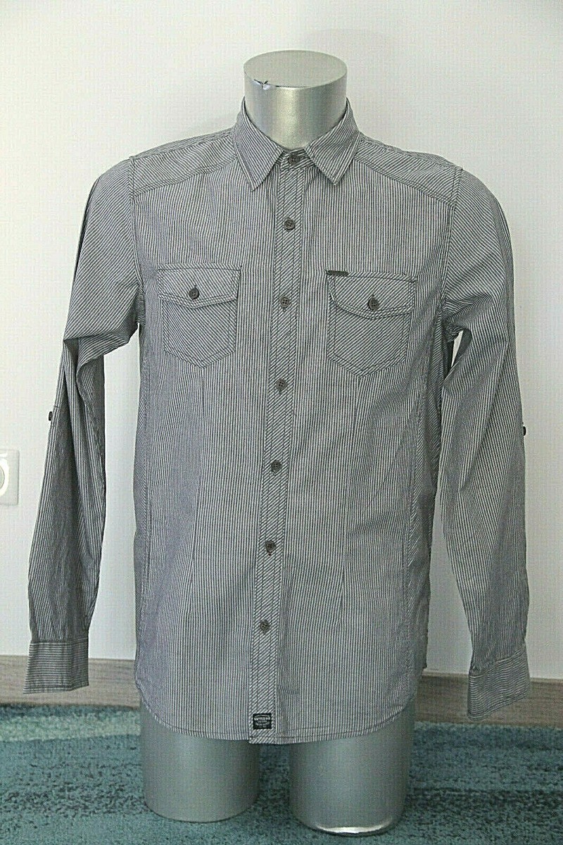 Chemise Homme Kaporal Beige Rayée Crème - Taille M - Coton - Très Bon état
