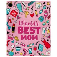 World's Best Mom 50x60in Soft Plush Cozy Pink Throw Blanket Mother's Day Gift