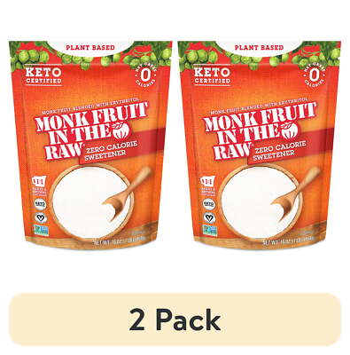 (2 pack) Monk Fruit In The Zero Calorie Sweetener, Sugar Substitute, 16 oz