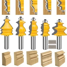 TAIWAIN 1/2 Inch Shank Router Bit Set Picture Frame Molding Woodworking, Black