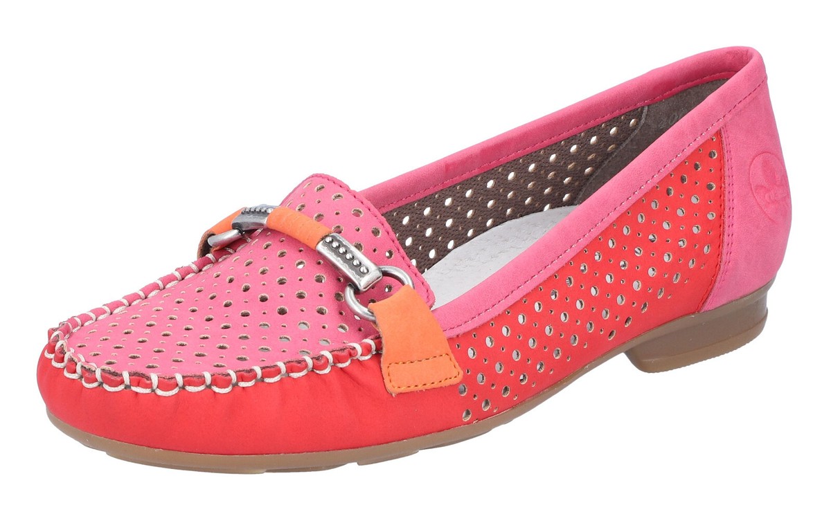 RIEKER Women's Moccasin Red-Pink
